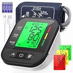 Blood Pressure Monitor, KKmier Upper Arm BP Machine for Homer Use Large Cuff 22-42cm, Irregular Heartbeat Detection, 2 * 99 Reading Memory, XL LCD Display with Color Backlits, CE Certified