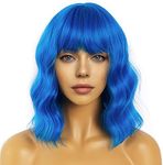 LANCAINI Short Bob Wavy Wig with Ba