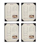 NJ Single Black Restaurant Menu Cover Holder, Cocktail Display, Bar Folder, Single View Menu Holder, for Restaurant, Bar, Lounge, Drinks, Wine List : 4 Pcs.