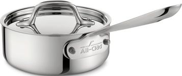 All-Clad 4201 Stainless Steel Tri-Ply Bonded Dishwasher Safe Sauce Pan with Lid/Cookware, 1-Quart, Silver