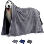 Lucky Paws® UK Dog Towel – Giant Size 140x100cm Dog Towel – Super Absorbent, Luxuriously Soft, Fast Drying Dog Towels for Drying Dogs – Premium Microfibre Dog Towel (Pack of 1 Giant Size, Grey/Silver)