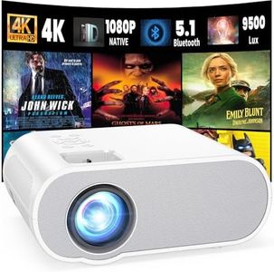 HOMPOW Projector, Native 1080P Full HD Bluetooth Projector with Speaker, Outdoor Portable Movie Mini Projector Compatible with Laptop, Smartphone, TV Stick, Xbox, PS5