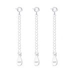 3 Pcs Necklace Extender, 925 Sterling Silver Extension for Jewelry Necklace Bracelet Anklet Extenders for Women Jewelry Making Chains 2 inch, Silver