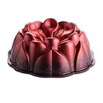 Kalmia Home's bundt Cake pan Elevate Your Baking with The bundt pan– Professional and Higher Durability bundt Cake pan nonstick, Oven-Safe up to 400°F (Begonia, Bordeaux)