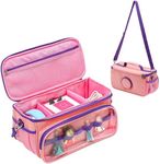 Hautton Carrying Case for Toniebox 2/1 Audio Player, Portable Travel Storage Organizer Bag for Tonies Starter Set, Figures, Headphones and Charging Station with Shoulder Strap and Handle -Pink