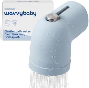 WavvyBaby Bathtub Filter & Spout Cover | Reduces Chlorine & Impurities for Baby Skin | Rapid Flow Water Filter | Fits Standard Tub Faucets | Wave Blue