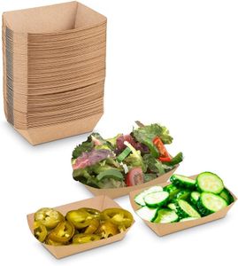 MT Products Brown Charcuterie Food Trays 6 oz. - Small Paper Food Boats Disposable (Pack of 1000) - Made in the USA