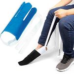 Fanwer Sock aid device for seniors,sock helper easy on easy off with Pants Assist straps,sock assist device for seniors, Disabled,Pregnant, Diabetics -Sock put on helper（Blue）