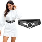 Women Fashion Vintage Wide Elastic Belt SUOSDEY Stretch Waist Belt with Interlock for Dresses,Black,XL