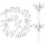 Naler 3Pcs Bridal Crystal Rhinestone Flower Silver Vintage Hair Vine Headpiece set for Festival, Special Holiday, Halloween Wedding Long Hair Jewelry Bridal Hair Accessories for Bride