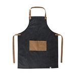 Foster & Rye Grilling Apron with Pocket, Canvas Apron for Men with Adjustable Strap, BBQ & Grill Accessories for Indoor & Outdoor Cooking, 35" x 26.75", Black