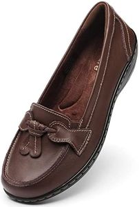 Artisure Women's Classic Coffee Bean Genuine Leather Penny Loafers Fashion Tassel Boat Shoes Comfort Driving Moccasins Casual Slip On Walking Flats 11 M US 1003-ZON110
