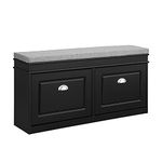 SoBuy FSR64-SCH,Hallway Shoe Bench,Shoe Cabinet with Flip-Drawer and Seat Cushion Black