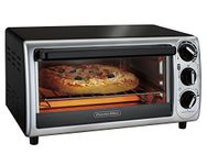 Proctor Silex Modern Toaster Oven, 1100 Watts, Black with Silver Accents, 31122PS