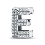 LaMenars Letter E Charm 925 Sterling Silver Beads for Bracelets with 5A Cubic Zirconia, Birthday Jewelry Gifts Women Girls