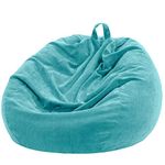 Nobildonna 3 ft Bean Bag Chair Cover (No Filler) for Adults and Kids, 300L Extra Large Stuffed Animal Storage Bean Bag Washable Soft Premium Corduroy Stuffable Bean Bag Cover (Cyan, Large(Cover Only))