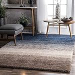 CARPET PLANET Shag Collection Moroccan Trellis Non-Shedding Living Room Bedroom Dining Room Entryway Plush 2-inch Thick Area Rug Dark Grey (Multi, Navy,Multi,6 X 8 FEET)