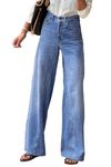 Necooer Women Oversize Baggy Jeans Trendy Casual High Waist Straight Leg Boyfriend Stretchy Jeans Wide Leg Denim Pants