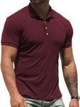 NITAGUT Men's Polo Shirts Short Sleeve Casual Slim Fit Workout Shirts Wine Red, Medium