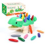 YPLUS Dinosaur Toys with Peanut Crayons, Montessori Sensory Fine Motor Learning Toys 24 Colors Toddler Crayons Box Toys Activity Set for Kids 1, 2, 3, 3-5, 2-4