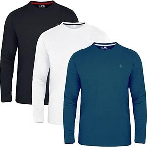 JRC Just Royal Clothing 3, 4 Pack Men's Short/Long Sleeve Round Neck T-Shirts, Comfortable Crewneck Neck Tops for Gym, Running & Workout, Mid Night, White, Black, XXL