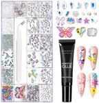 Makartt Gel Polish Nail Gems With Nail Rhinestone Glue Set,1968PCS Nail Art Rhinestones Kit with Tweezer,3D Nail Gel AB Crystal Nail Decorations Crafts Acrylic Press On Nails Gifts for Girls