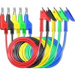 Goupchn 5PCS Test Leads 4mm Stackable Banana Plug to Crocodile Alligator Clips Flexible Cable Wire 6.56ft/2m for Multimeter Electrical Testing