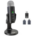 ZealSound Wireless Microphone for PC, Noise Cancellation Podcast Mic with Gain, Mute, Monitor & Echo Control, Cordless Mic for YouTube, ASMR, Podcasting, Streaming, iPhone, iPad, Android, Mac, K66DG