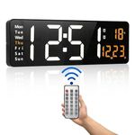 VEDHAK Plastic Digital Wall Clock Large Display, 16.2 Inch Large Wall Clocks, Led Digital Clock with Remote Control/Automatic Brightness Dimmer Big Clock with Date Week Temperature.