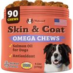 Natural Dog Company - Skin & Coat Omega Supplement | Supports Healthy Shiny Coats, Relieves Dry, Itchy Skin | Salmon & Pea Flavor - 90 Chews