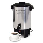 West Bend 58030 Highly Polished Aluminum Party Perk Coffee Urn with Quick Brewing Smooth Prep and Easy Clean Up, 30-Cup, Silver