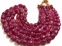 Zoya Gems & Jewellery AAAA~Extremely 3 Strands Beautiful Natural Ruby Quarts Gemstone Necklace~16-19 Inch 7-12MM Ruby Quarts Beads~Smooth Oval Shape Ruby Quarts Beads Necklaces For Women