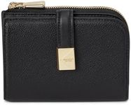 kate spade new york Deco Pebbled Leather Small Compact Wallet, Black, Black, One Size