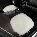 OGLAND 2 Pack Fluffy Genuine Australia Sheepskin Car Seat Cover for Auto Interior Accessories with Soft Fuzzy Wool Natural Fur Non-Slip (White, 2 Pieces Front)