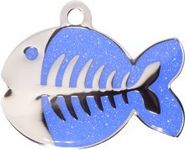 BWM Fashion Personalized Pet ID Tags Cat Tags | Cat Tag for Pets Laser Engraved & Personalised | ID Tags for Cats | Durable, Strong & Deeply Engraved - Fish, Dark Blue