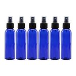 Cornucopia Brands 4oz Cobalt Blue Empty Plastic Refillable PET Spray Bottles w/Fine Mist Atomizer Caps (6-Pack); Sprayers for DIY Home Cleaning Aromatherapy Travel On-The-Go & Beauty Care (4 Ounce Cobalt Blue 6)