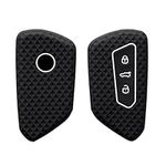 kwmobile Key Cover Compatible with VW Golf 8 3 Button Car Key - Soft Silicone Car Key Fob Holder Protector Case - Black/White