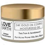 Love Earth 24K Gold Oil Control Moisturizing Gel With Aloe Vera & Sandalwood Extract For Sensitive & Acne-Prone Skin Suitable For All Skin Types 50gm