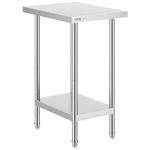 VEVOR 24 x 18 x 34 Inch, Heavy Duty Metal Worktable with 3 Adjustable Height Levels, Commercial Workstation for Kitchen Garage Restaurant Backyard, Silver