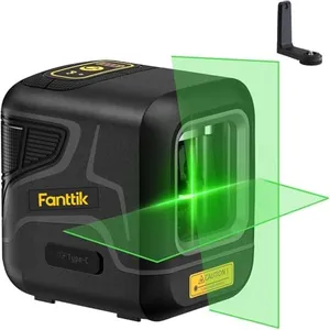 Fanttik D2 Laser Level, DIY Self Leveling Laser Level, 10 hours' lasting, Battery Rechargeable, TYPE-C, Green Cross Line Horizontal and Vertical, 100Ft Visibility, Pulse Mode, Magnetic Bracket, IP54