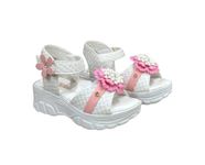 RJ Footwear, Kids Girls Beautiful Floral PVC Stylish Block Heel Ankle Strap Sandals (White, Size 7-8 Years)