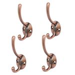 sourcing map Bedroom Robe Towel Hanging Vintage Style Double Hanger Hooks Copper Tone 4pcs