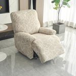 HOKIPO 140gsm Fully Covered Recliner Sofa Cover 1 Seater, Beige Abstract Geometry (AR-4940-C3)