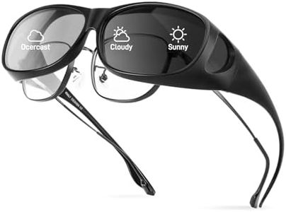 Bloomoak Polarized Photochromic Sunglasses - Perfect for Men Women, Fits Over Glasses, Wrap-Around Style with Anti-Glare UV400 Protection for Driving,Fishing, Outdoor Sports