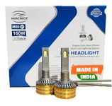 MACBOT H1 Type LED Headlight Bulb 160 Watt M80-H1, with 2-Year Replacement Warranty - Made in India for Cars (80 Watt Each Bulb) Super Bright White Light, Easy Installation, Long-lasting Performance