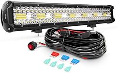 Nilight ZH409 20 Inch 420W Triple Row Flood Spot Combo 42000LM LED Light Bar with Heavy Duty Off-Road Wiring Harness, 2 Years Warranty, White