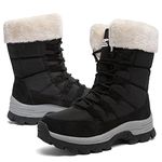 Womens Snow Boots Winter Fur Lined Waterproof Walking Boots Lightweight Outdoor Ankle Boots Ladies Warm Shoes Anti-Slip Mid Calf Boots