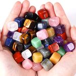 20 PCS Healing Crystal Stones Set Crystals Bulk Amethyst Rose Quartz Obsidian Tiger Eye Lapis Lazuli Citrine Clear Quartz Green Aventurine Red Jasper Labradorite Polished Tumbled Gemstones Wholesale