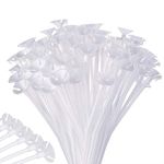 100 Pieces White Plastic Balloon Sticks Holders and Cups for Party and Wedding Decoration (100)