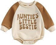 FYBITBO Aunties Bestie Baby Clothes Girl Boy Aunties Bestie Sweatshirt Bubble Romper Shirt Onesie Fall Winter Outfit (aunties little bestie, 3-6 Months)